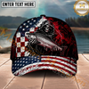 Maxcorners Fishing Grunge American Flag Reaper Personalized Name 3D Cap (12 Fish Species)