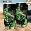 Maxcorners Fishing Tumbler Emerald Green Energy Flame Design Personalized Name Tumbler (13 Species)