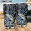 Maxcorners Fishing Tumbler Dark Blue Grunge Camouflage Design Personalized Name Tumbler (13 Species)