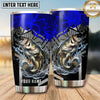 Maxcorners Fishing Tumbler Royal Blue Futuristic Maze Design Personalized Name Tumbler (13 Species)