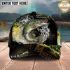 Maxcorners Fishing Olive Compass Halftone Splash Personalized Name 3D Cap (12 Fish Species)