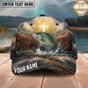 Maxcorners Fishing Faith Cross Mountain Lake Personalized Name 3D Cap (12 Fish Species)