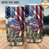 Maxcorners Fishing Tumbler American Flag Eagle Design Personalized Name Tumbler (13 Species)