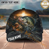 Maxcorners Fishing Cross Angler Storm Personalized Name 3D Cap (12 Fish Species)