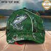 Maxcorners Fishing Green Jungle Water Texture Personalized 3D Cap (12 Fish Species)