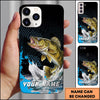 Maxcorners Black Blue Hexagon Water Splash Personalized Name Phone Case (13 Fish Species)