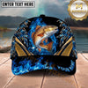 Maxcorners Fishing Blue Flame Gold Accent Personalized Name 3D Shirt (13 Fish Species)