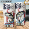 Maxcorners Fishing Tumbler White Patriotic Paint Splatter Design Personalized Name Tumbler (13 Species)