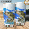 Maxcorners Fishing Tumbler Blue Watercolor Brush Design Personalized Name Tumbler (13 Species)