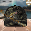 Maxcorners Fishing Reaper Dark American Flag Multiple Options Personalized Name 3D Cap (12 Fish Species)