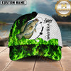 Maxcorners Fishing Water Green Flame Multi Options Personalized Name 3D Cap (12 Fish Species)