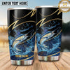 Maxcorners Fishing Tumbler Black Gold Curved Line Design Personalized Name Tumbler (13 Species)