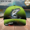 Maxcorners Fishing Lime Green Scale Personalized Name 3D Cap (12 Fish Species)