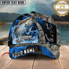 Maxcorners Fishing Water Splash Camo Multi Options Personalized Name 3D Cap (12 Fish Species)