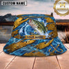 Maxcorners Fishing Blue Water Golden Armor Plate Personalized 3D Bucket Hat (13 Fish Species)