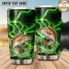 Maxcorners Fishing Tumbler Black Neon Green Thunder Design Personalized Name Tumbler (13 Species)