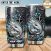 Maxcorners Fishing Tumbler Gray Teal Bubble Honeycomb Design Personalized Name Tumbler (13 Species)