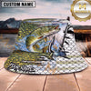 Maxcorners Fishing Torn Scale Water Splash Graphic Personalized 3D Bucket Hat (13 Fish Species)