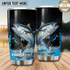 Maxcorners Fishing Tumbler Black Blue Double Catch Honeycomb Design Personalized Name Tumbler (13 Species)