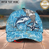 Maxcorners Fishing Coastal Compass Artwork Personalized Name 3D Cap (12 Fish Species)
