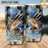 Maxcorners Fishing Tumbler Navy Gold Brush Splatter Design Personalized Name Tumbler (13 Species)