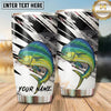 Maxcorners Fishing Tumbler Black White Brush Stroke Design Personalized Name Tumbler (13 Species)
