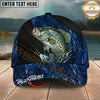 Maxcorners Catfish Blue Camo Splash Personalized Name 3D Cap (12 Fish Species)