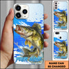 Maxcorners Fishing Water Splash Blue Pop Art Personalized Name Phone Case (10 Fish Species)