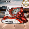 Maxcorners Fishing Red Flame Personalized Name 3D Bucket Hat (12 Fish Species)