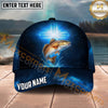 Maxcorners Fishing Midnight Blue Cross Galaxy Splash Personalized Name 3D Cap (12 Fish Species)