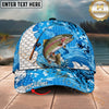 Maxcorners Fishing Rod Blue Scale Pattern Personalized Name 3D Cap (12 Fish Species)