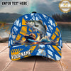 Maxcorners Fishing Ocean Boat Wave Personalized Name 3D Cap (12 Fish Species)