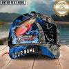 Maxcorners Fishing Water Splash Camo Multi Options Personalized Name 3D Cap (12 Fish Species)