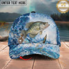 Maxcorners Fishing Ocean Bubble Artwork Personalized Name 3D Cap (12 Fish Species)