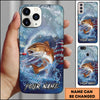 Maxcorners Fishing Ocean Wave Patriotic Camouflage Personalized Name Phone Case (10 Fish Species)