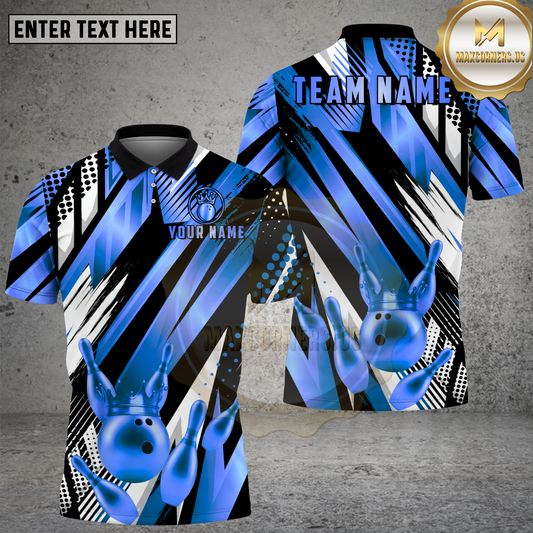 Maxcorners Bowling Crown Gold Abstract Stripe Style Multicolor Options Personalized Name, Team Name 3D Shirt (4 Colors)