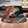Maxcorners Fishing Green Flame Camo Fishing Scene Personalized Name 3D Bucket Hat (13 Fish Species)