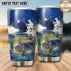 Maxcorners Fishing Tumbler Moonlit Lake Casting Scene Design Personalized Name Tumbler (13 Species)