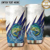 Maxcorners Fishing Tumbler White Blue Thunderbolt Splash Design Personalized Name Tumbler (13 Species)