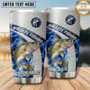 Maxcorners Fishing Tumbler Silver Blue Honeycomb Badge Design Personalized Name Tumbler (13 Species)