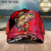 Maxcorners Fishing Red Smoke Scale Graphic Personalized Name 3D Cap (12 Fish Species)