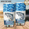 Maxcorners Fishing Tumbler Ocean Blue School Pattern Design Personalized Name Tumbler (13 Species)