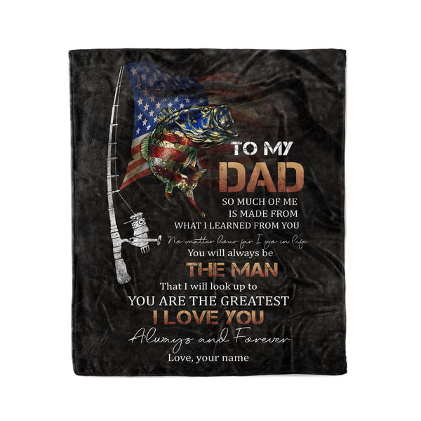 Maxcorners Fishing To My Dad I Love You Customized Name 3D Quilt - Blanket