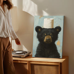 Maxcorners Toilet Paper Bear Canvas funny Bathroom Wall Art LM2611