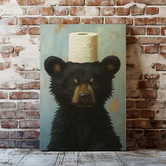 Maxcorners Toilet Paper Bear Canvas funny Bathroom Wall Art LM2611