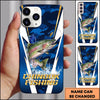 Maxcorners Blue Camo Lightning Water Splash Personalized Name Phone Case (13 Fish Species)