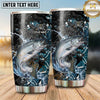 Maxcorners Fishing Tumbler Black Aqua Cracked Ice Design Personalized Name Tumbler (13 Species)