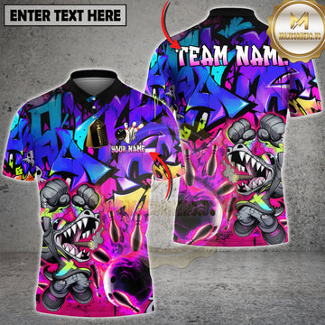 Maxcorners Bowling Crazy Beast Flaming Graffiti Multi Options Personalized Name, Team Name 3D Shirt