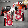 Maxcorners Volleyball Gold Flame Power Strike Premium Design Multicolor Options Personalized 3D V-neck T-Shirt