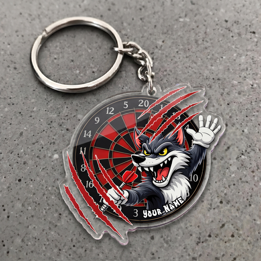 Maxcorners Angry Wolf Scratch Darts Personalized Name Keychain